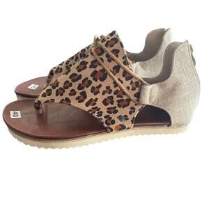 Very G Gladiator Sandals Animal Print Women Size 9 EU 40 Back Zip Brown Spartan